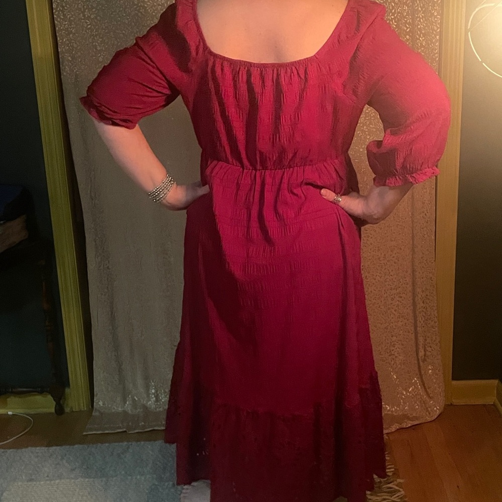 Women Burgundy Maxi Dress - Picture 3 of 5
